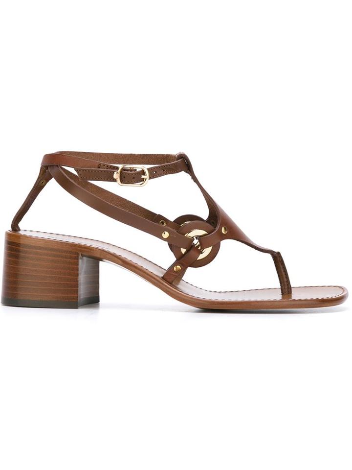 L Autre Chose Block Heel Sandals, Women's, Size: 36, Brown, Leather