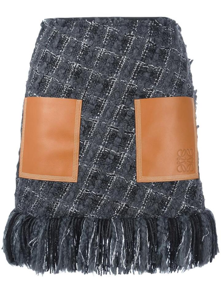 Loewe Fringed Skirt, Women's, Size: 38, Grey, Mohair/polyamide/acrylic/leather