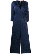 Guardaroba Floral Jacquard Wide Leeg Jumpsuit - Blue