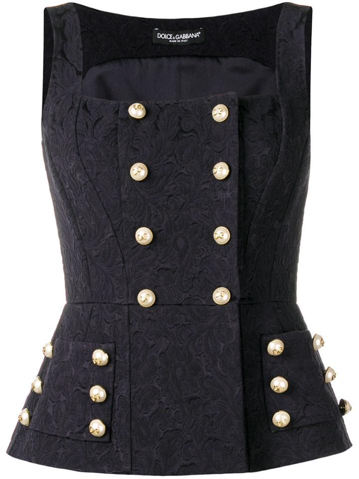 Dolce & Gabbana Logo Button Detail Top - Blue