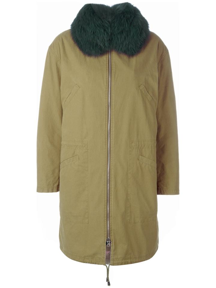 Army Yves Salomon Zipped Coat - Green