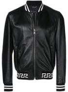 Versace Greek Key Logo Hem Bomber Jacket - Black