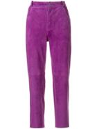 Roseanna Cropped Suede Trousers - Pink & Purple