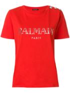 Balmain Button-embellished T-shirt - Red