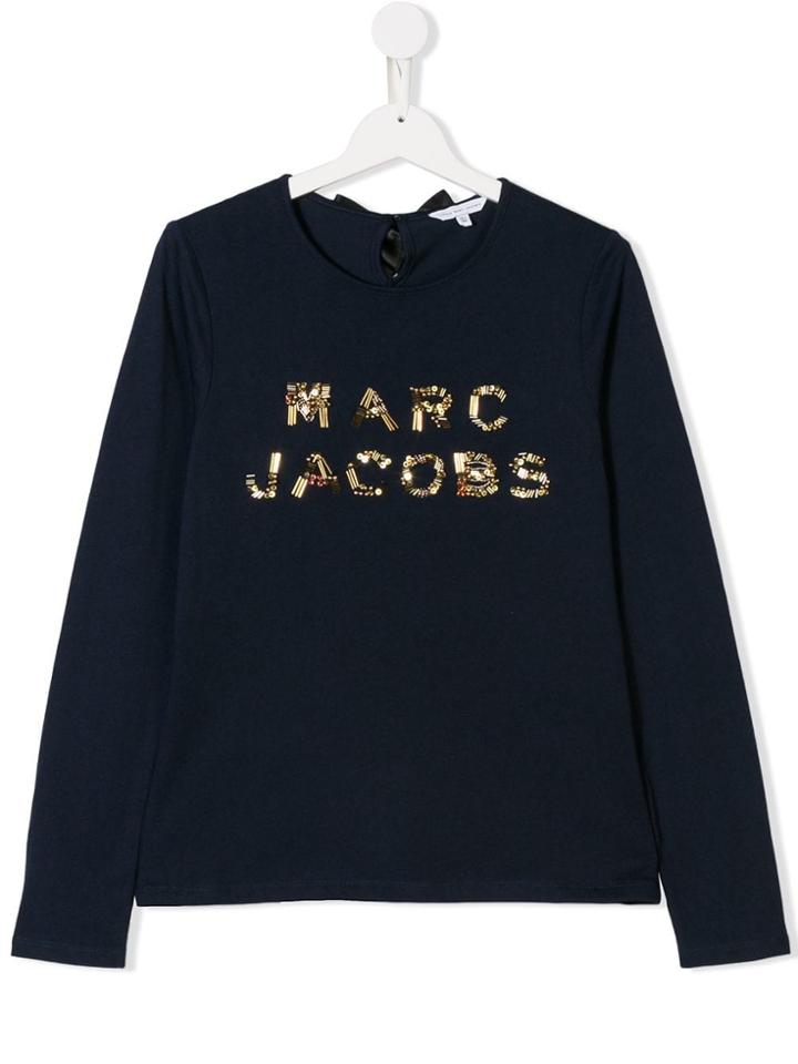 Little Marc Jacobs Teen Embellished Logo T-shirt - Blue