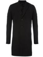 Rick Owens Single Breasted Coat, Men's, Size: 50, Black, Polyester/polyurethane/cotton/cupro