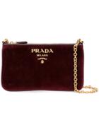 Prada Logo Chain Pochette - Red