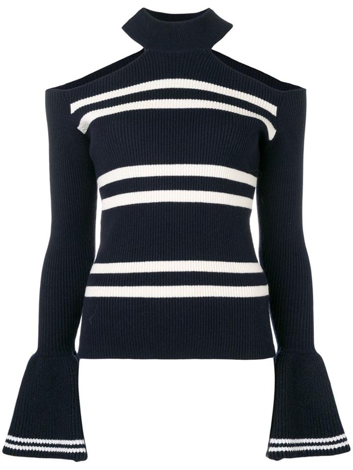 Self-portrait Cut-out Shoulder Sweater - Blue