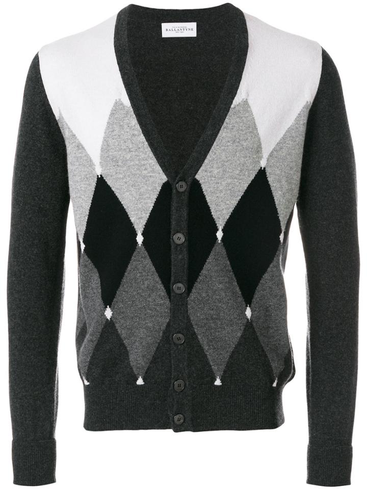 Ballantyne Diamond Pattern Cardigan - Grey