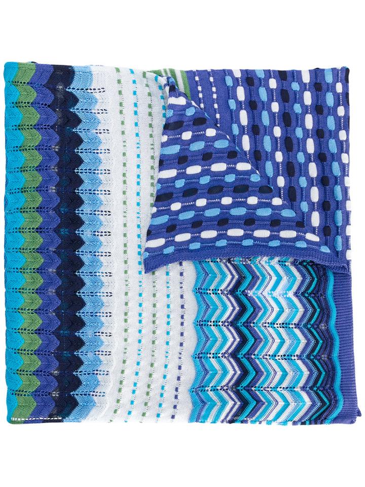 Missoni - Patterned Scarf - Women - Cotton/viscose - One Size, Blue, Cotton/viscose