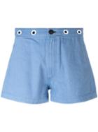Rag & Bone Eyelet Detail Shorts, Women's, Size: 26, Blue, Cotton