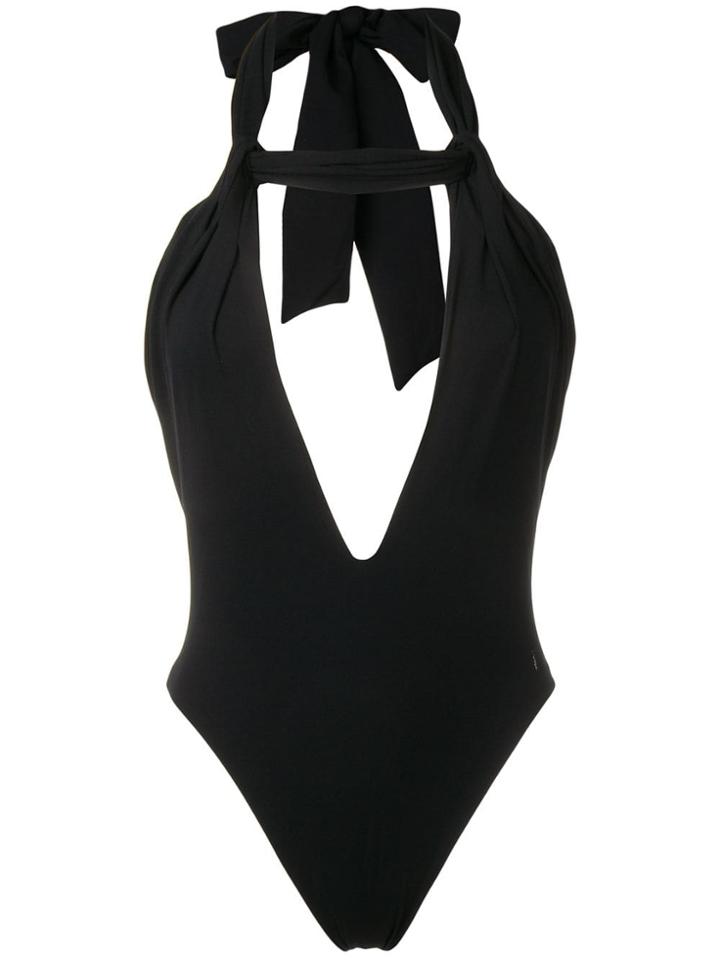 Saint Laurent Draped T Halterneck Swimsuit - Black