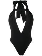 Saint Laurent Draped T Halterneck Swimsuit - Black