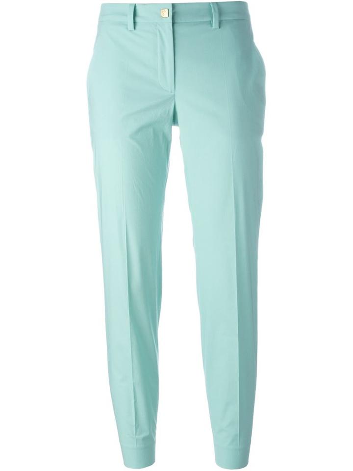 Versace Collection Straight Leg Trousers, Women's, Size: 46, Blue, Cotton/spandex/elastane/polyester/viscose