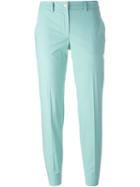 Versace Collection Straight Leg Trousers, Women's, Size: 46, Blue, Cotton/spandex/elastane/polyester/viscose