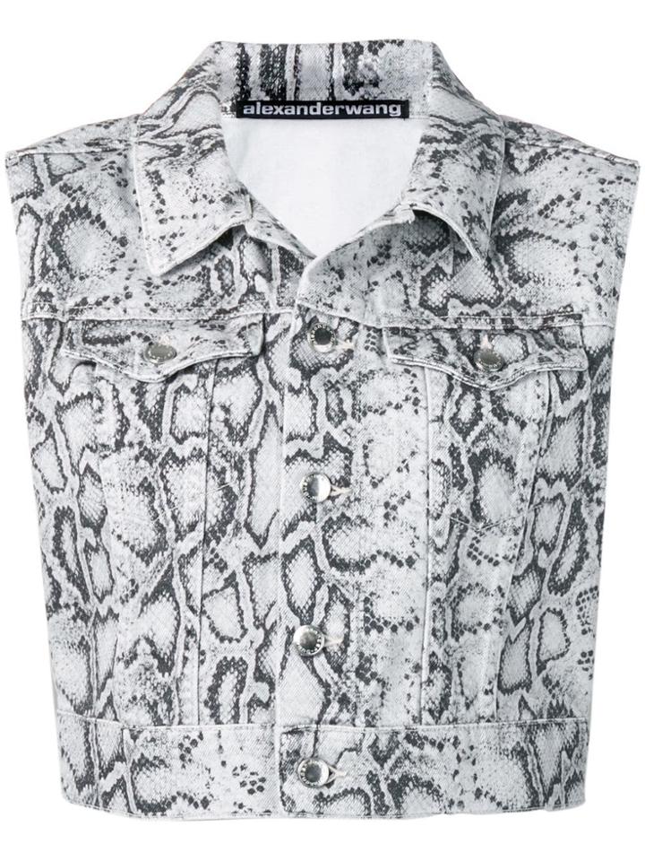 Alexander Wang Cropped Python Vest - Black
