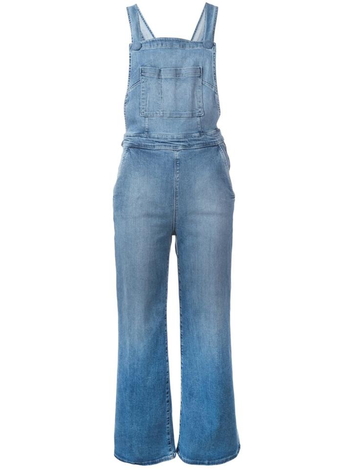 Frame Denim Wide Leg Dungarees - Blue