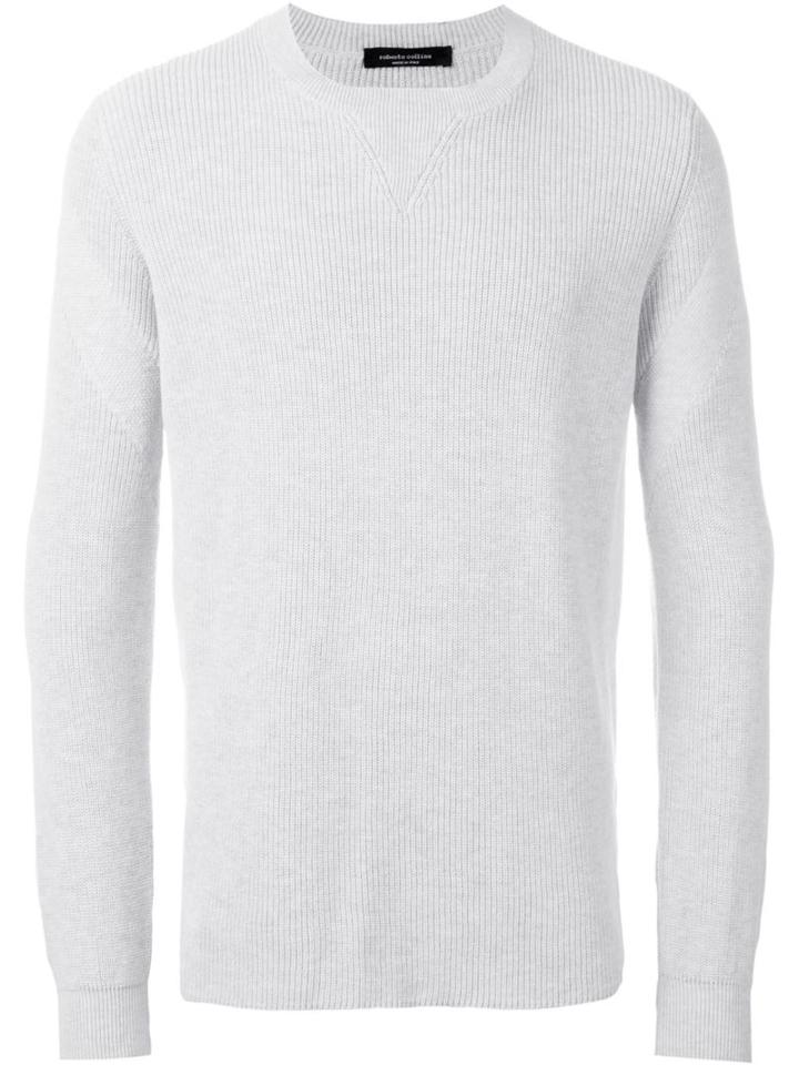 Roberto Collina Ribbed Knit Jumper, Men's, Size: 50, Grey, Cotton