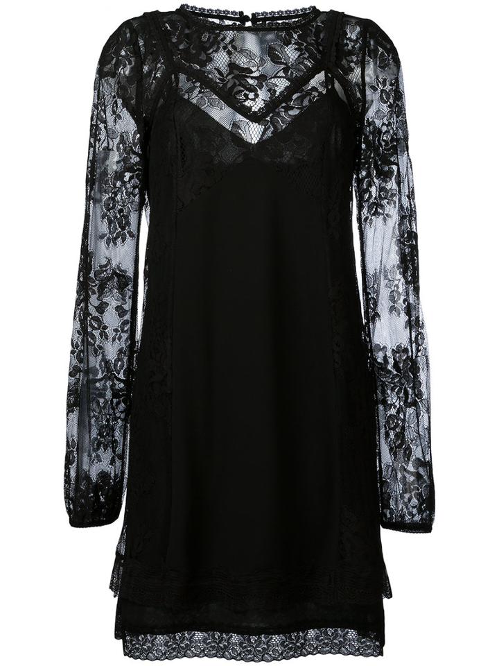 Mcq Alexander Mcqueen Lace Overlay Dress, Women's, Size: 38, Black, Cotton/polyester/polyimide