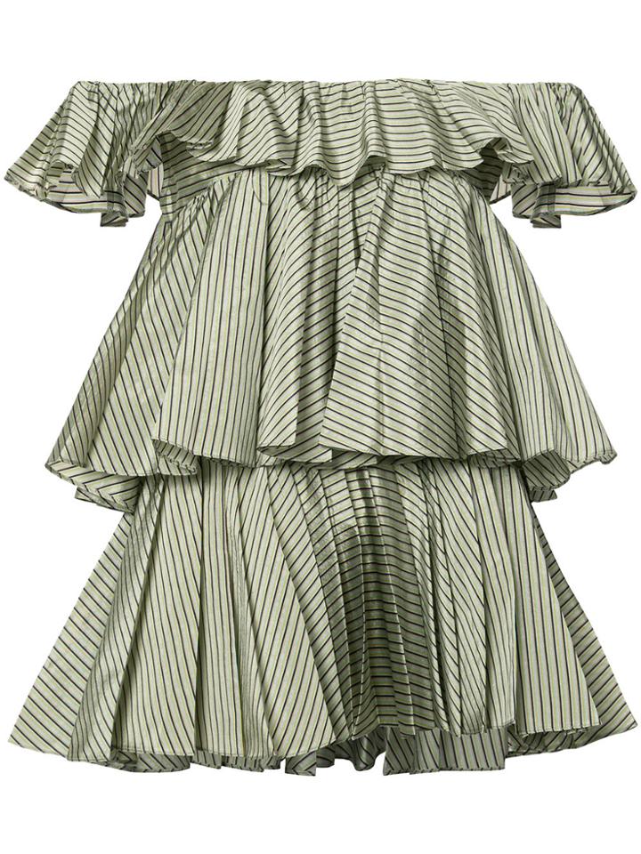 Tome Striped Frill Detail Blouse - Green