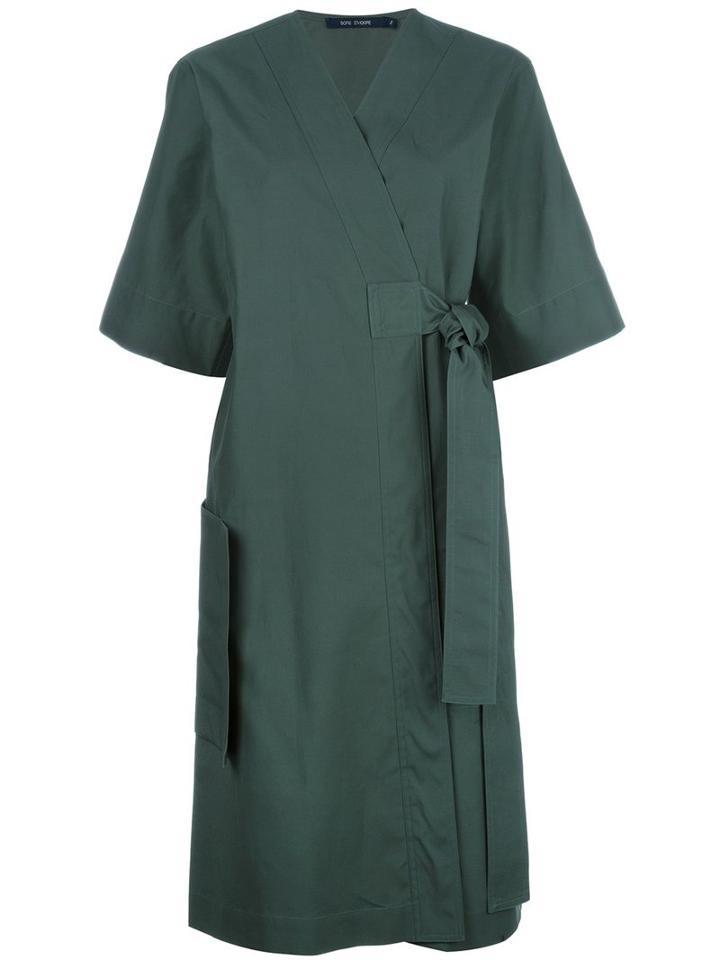 Sofie D'hoore Belted Wrap Dress, Women's, Size: 38, Green, Cotton