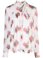 Adam Lippes High Neck Floral Print Blouse - White