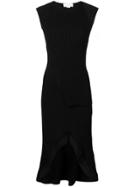 Esteban Cortazar Ribbed Knit Peplum Dress - Black