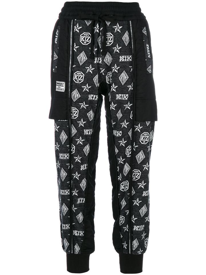 Ktz - Logo Embroidered Trousers - Women - Cotton - M, Black, Cotton