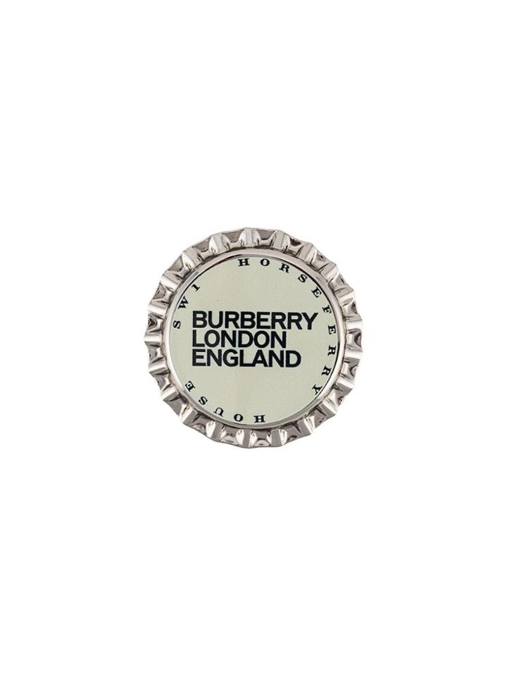 Burberry Bottle Cap Brooch - Silver
