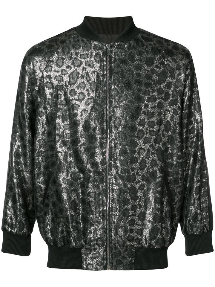 Adaptation - Metallic Bomber Jacket - Unisex - Cupro - S, Black, Cupro