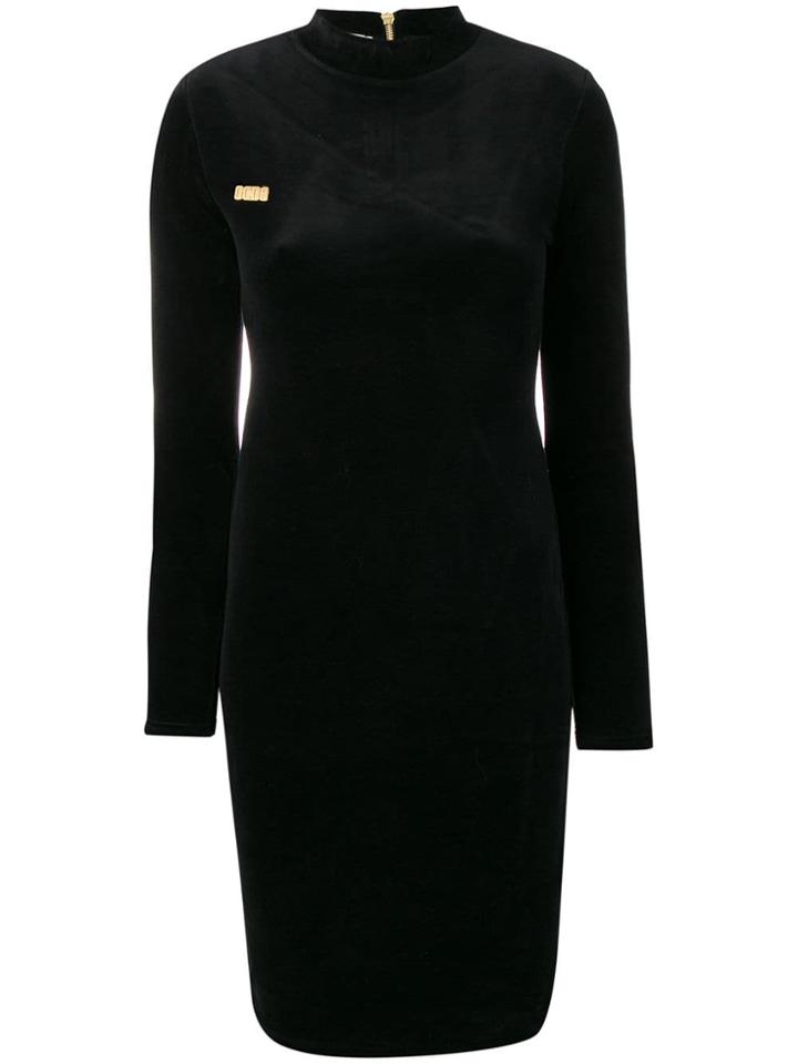 Gcds Logo Plaque Fitted Dress - Black