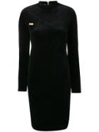 Gcds Logo Plaque Fitted Dress - Black