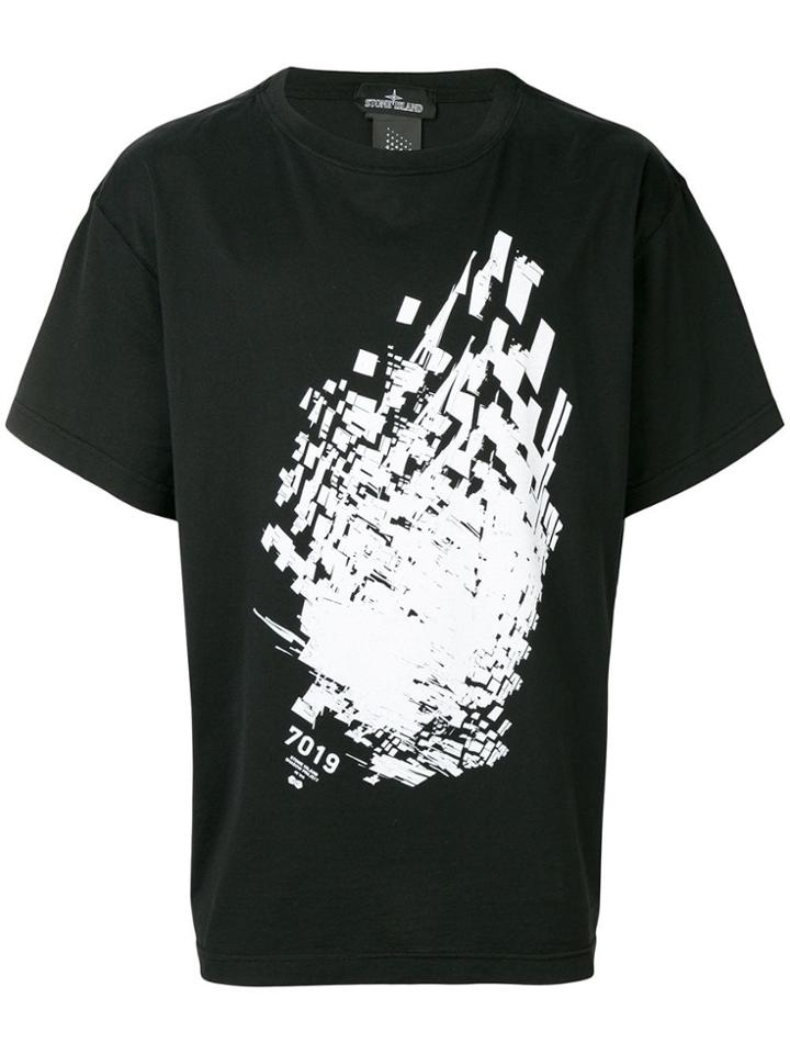 Stone Island Shadow Project Contrast Print T-shirt - Black