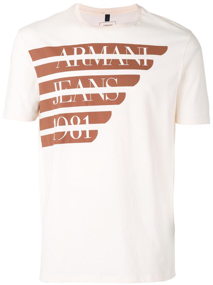 Armani Jeans Logo Print T-shirt - Nude & Neutrals