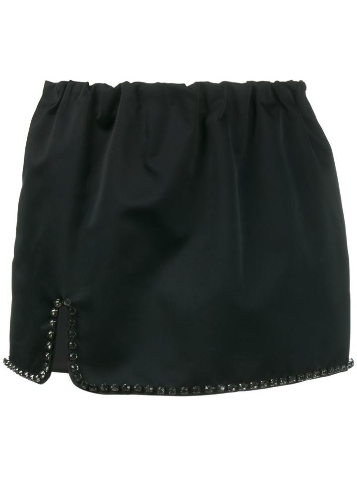 No21 Rhinestone Trim Mini Skirt, Women's, Size: 40, Black, Polyester/cupro/metal/glass