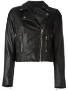 Muubaa Cropped Leather Jacket, Women's, Size: 8, Black, Lamb Skin/polyester
