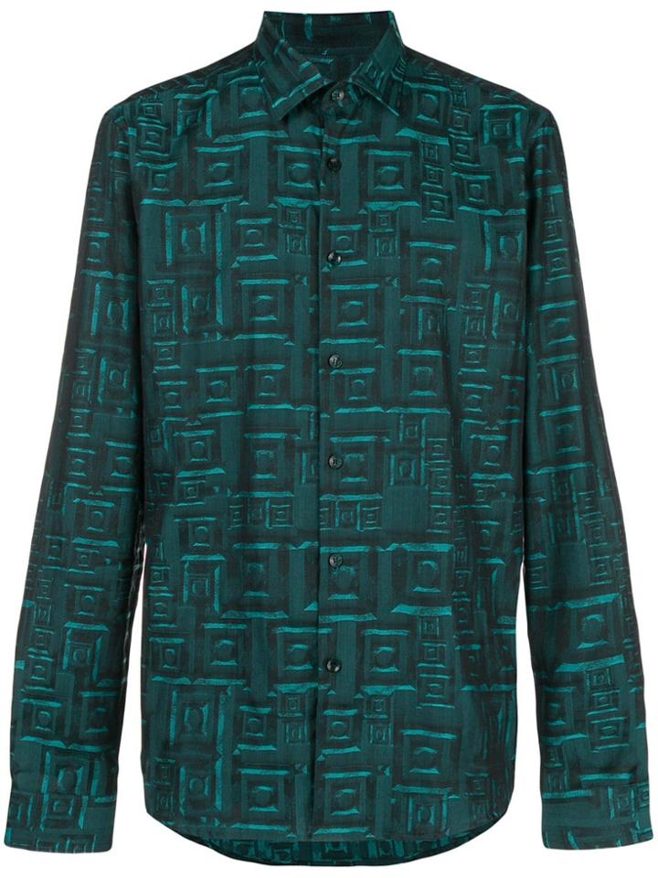 Versace Collection Grecca Print Shirt - Green