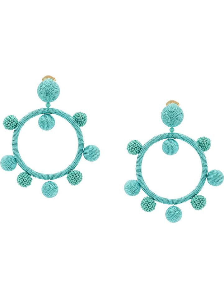Oscar De La Renta Silk Ball Hoop Clip-on Earrings - Blue