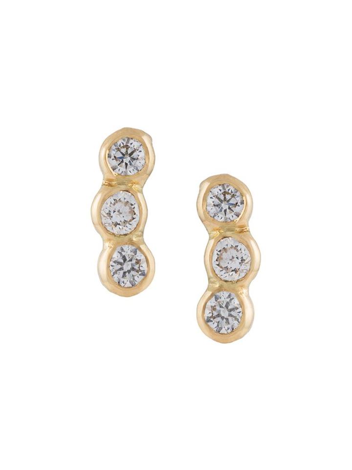 Wouters & Hendrix Gold Triple Diamond Earrings, Women's, Metallic, 18kt White Gold/diamond