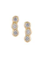 Wouters & Hendrix Gold Triple Diamond Earrings, Women's, Metallic, 18kt White Gold/diamond