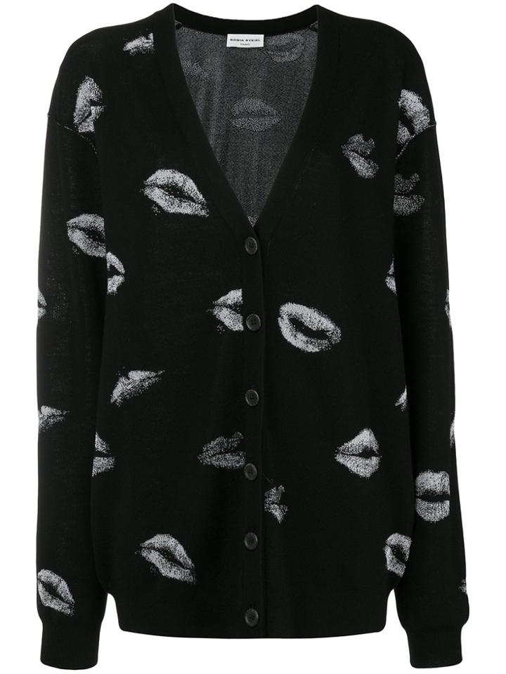 Sonia Rykiel Lips Print Cardigan - Black