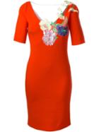 Blumarine Floral Embroidery Dress, Women's, Size: 46, Red, Polyamide