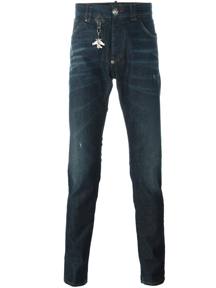 Philipp Plein Slim Fit Jeans, Men's, Size: 33, Blue, Cotton/spandex/elastane