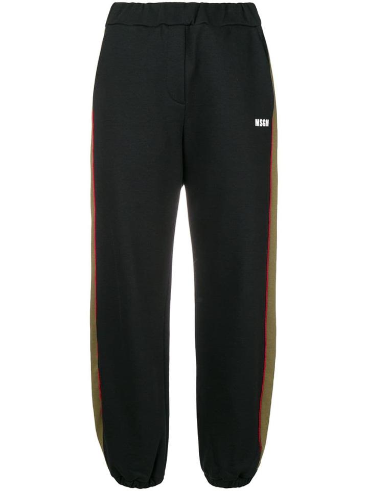 Msgm Side Stripe Joggers - Black