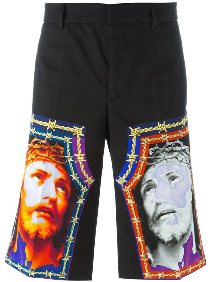 Givenchy - Christ Print Shorts - Men - Cotton - 46, Black, Cotton
