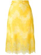Carven Belted Lace Skirt, Women's, Size: 40, Yellow/orange, Cotton/nylon/acetate/silk