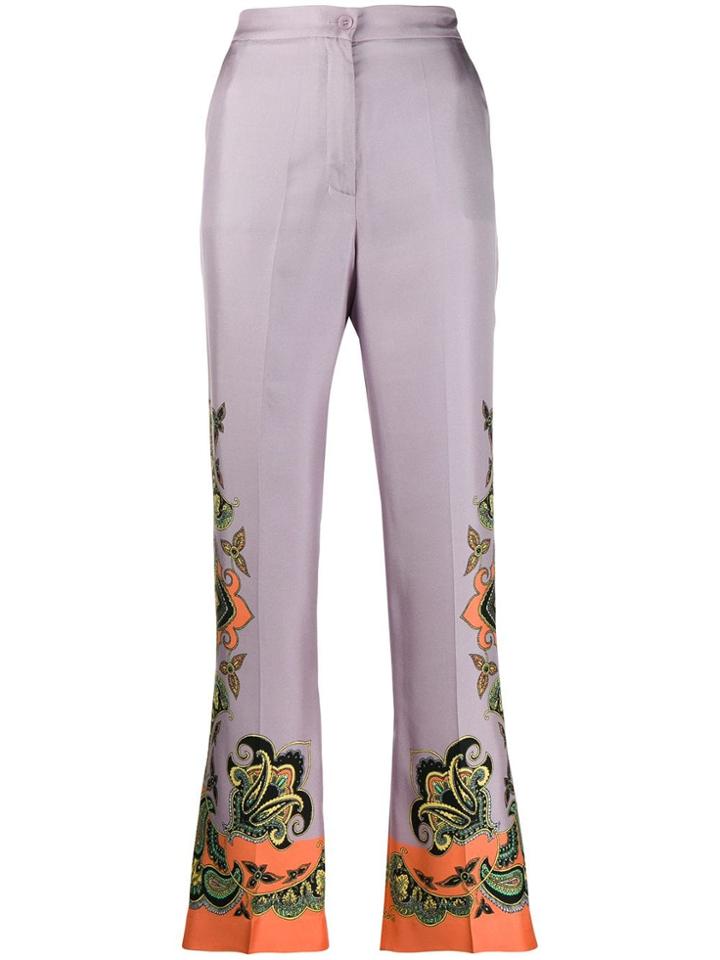 Etro Paisley Print Trousers - Purple