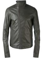 Rick Owens - Asymmetric Zip Biker Jacket - Men - Cotton/leather/cupro - 52, Grey, Cotton/leather/cupro