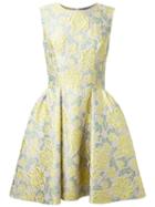 Ermanno Scervino Floral Brocade Pleated Dress, Women's, Size: 44, Yellow, Silk/polyamide/polyester