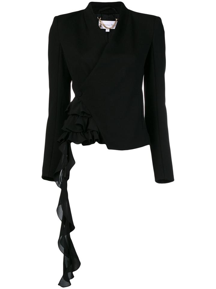 Patrizia Pepe Ruffled Detailing Blazer - Black